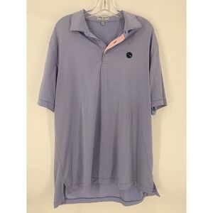 Peter Millar Striped Performance Polo Shirt Mens XL Periwinkle Pink Collar Golf